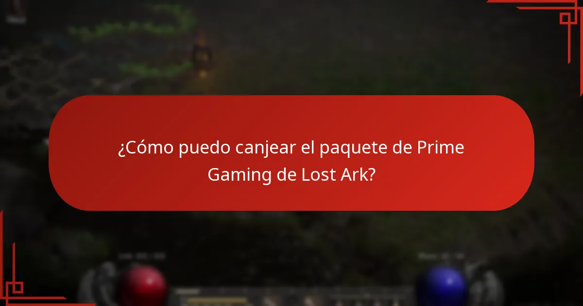 ¿Cómo puedo canjear el paquete de Prime Gaming de Lost Ark?