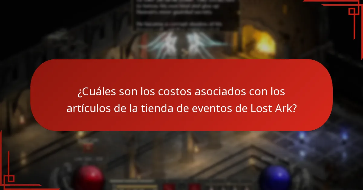 ¿Cuáles son los costos asociados con los artículos de la tienda de eventos de Lost Ark?