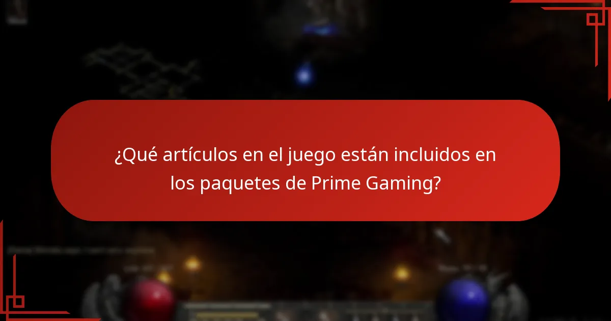 ¿Qué artículos en el juego están incluidos en los paquetes de Prime Gaming?